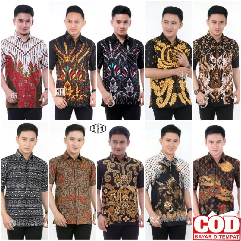 Hem baju batik pria lengan pendek bisa cod dengan ukuran m l xl xxl bahan katun prima