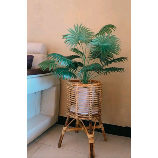 standing pot kaki planter rotan diameter 30cm termurah