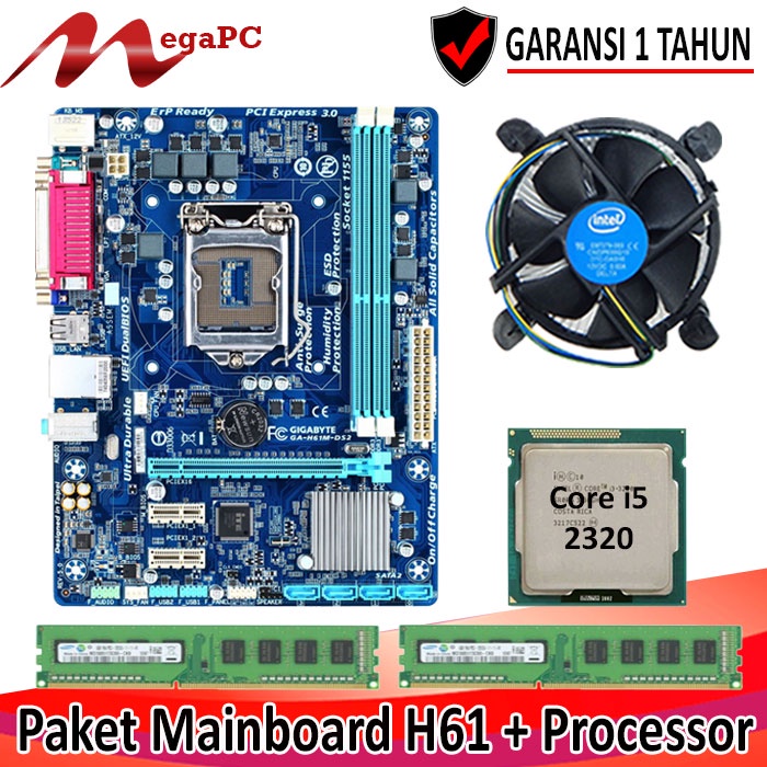 Paket Mainboard LGA 1155 H61 DDR3 + Proci Core i5 2320 Garansi 1 Tahun