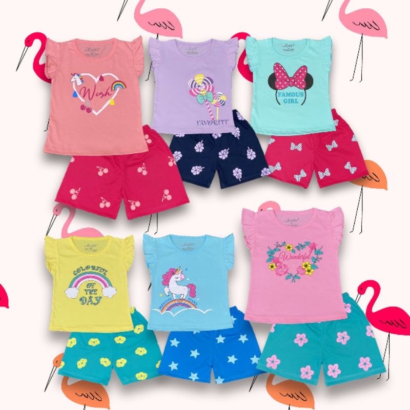 Setelan anak ruffle Kelfi umur 1-8 tahun wonderful edition baju setelan anak perempuan sehari hari