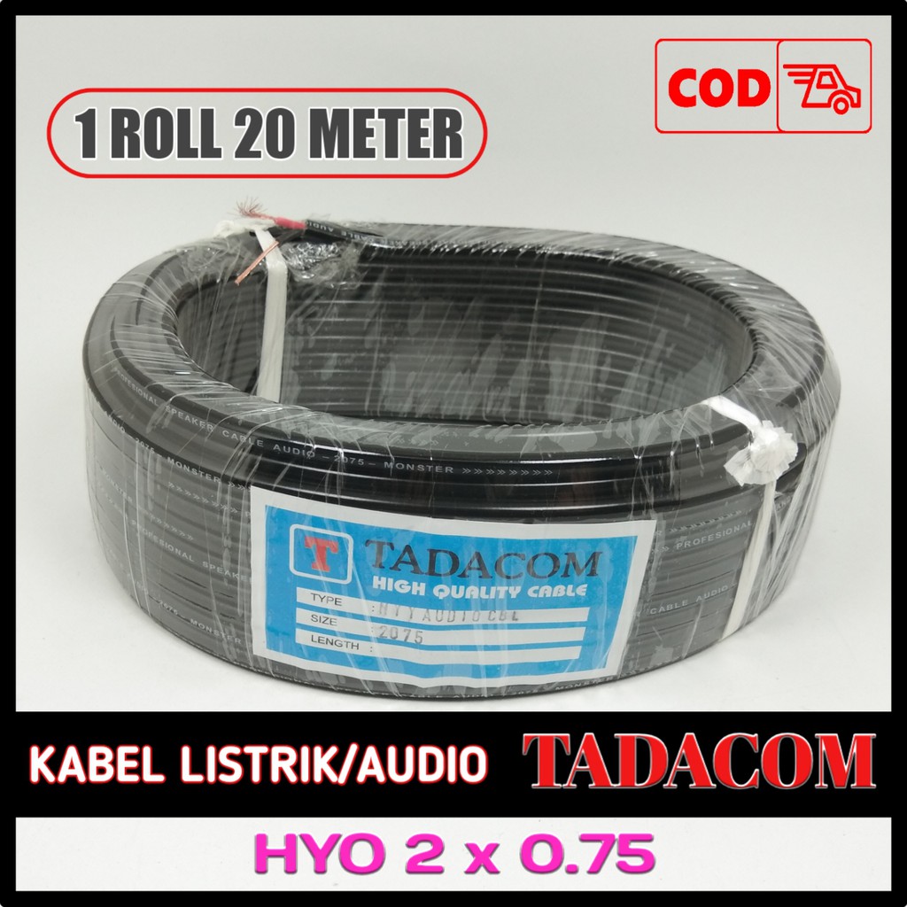 Tadacom Kabel Listrik/Audio HYO 2 x 0.75 - Hitam &amp; Putih 20 Meter