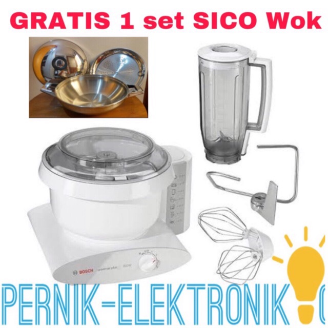 Bosch Mum6n11 Mixer Roti Universal Plus Blender Putih Gratis 1