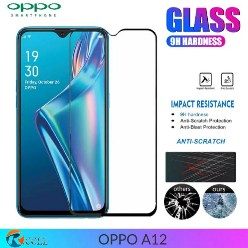TEMPERED GLASS FULL COVER OPPO A12 TG ANTI GORES FULL LAYAR KACA SCREEN PROTECTOR