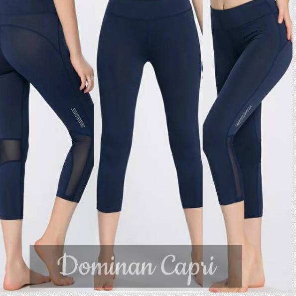 Baru Bermanfaat JdF Shop T1719 - Dominan Capri / Celana Olah Raga 3/4 Legging Olahraga Senam Mesh