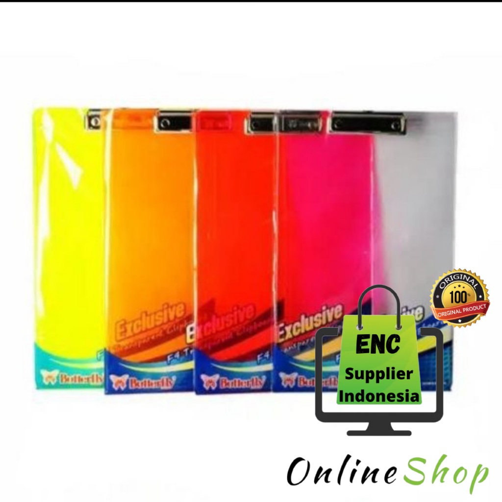 

butterfly 1 buah Papan jalan butterfly transparan folio clipboard mika transparant f4 per pcs - enc.sup