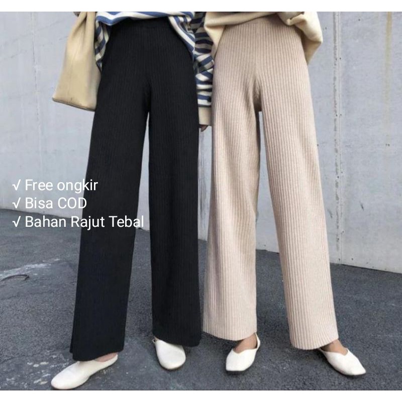 Pants Kulot wanita/Celana panjang rajut wanita