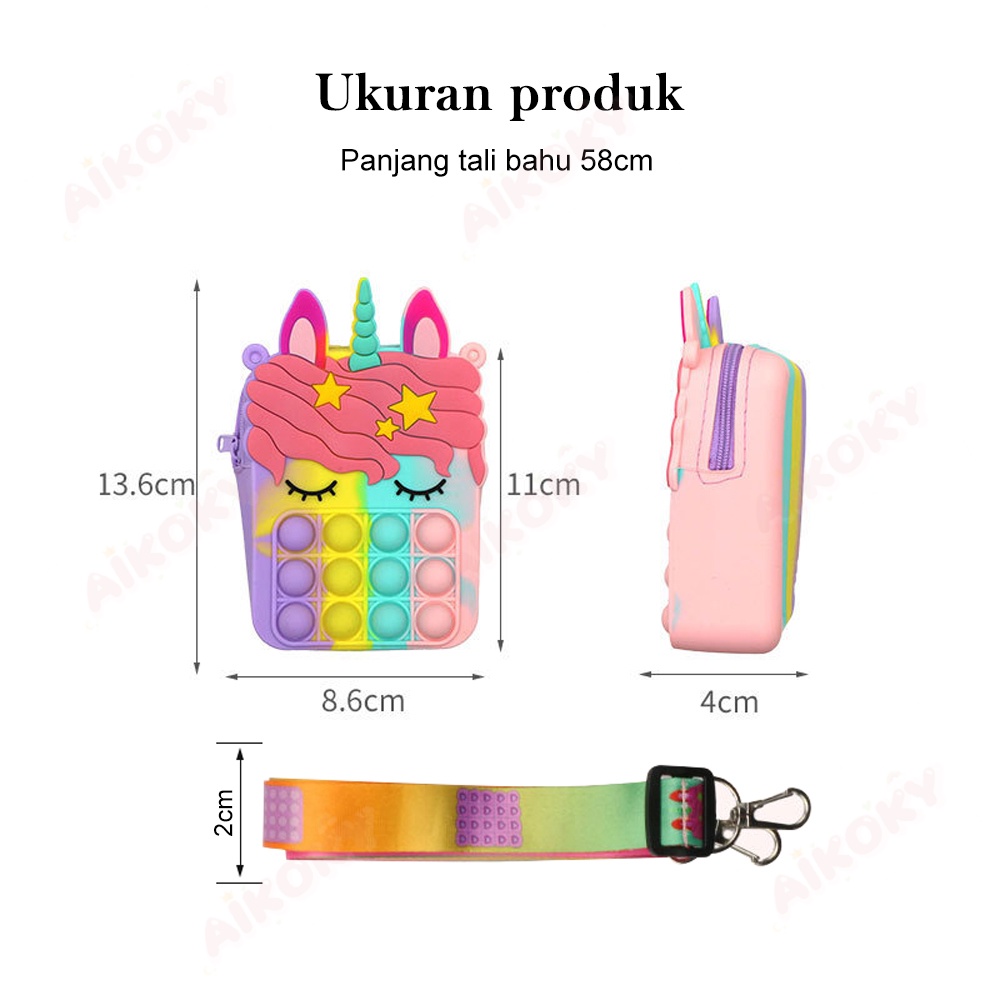 Aikoky Tas Pop It Selempang/Tas Anak Pony Pop it Jelly Fashion