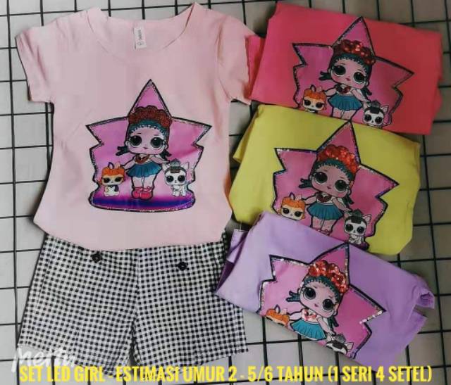 Setelan import anak ecer harga grosir led lol