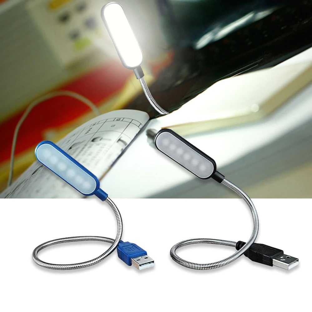 Lampu Belajar LED USB Metal Leher Flexible Putar 4 LED Lamp Aksesoris Meja Portable Konektor Port Power Bank