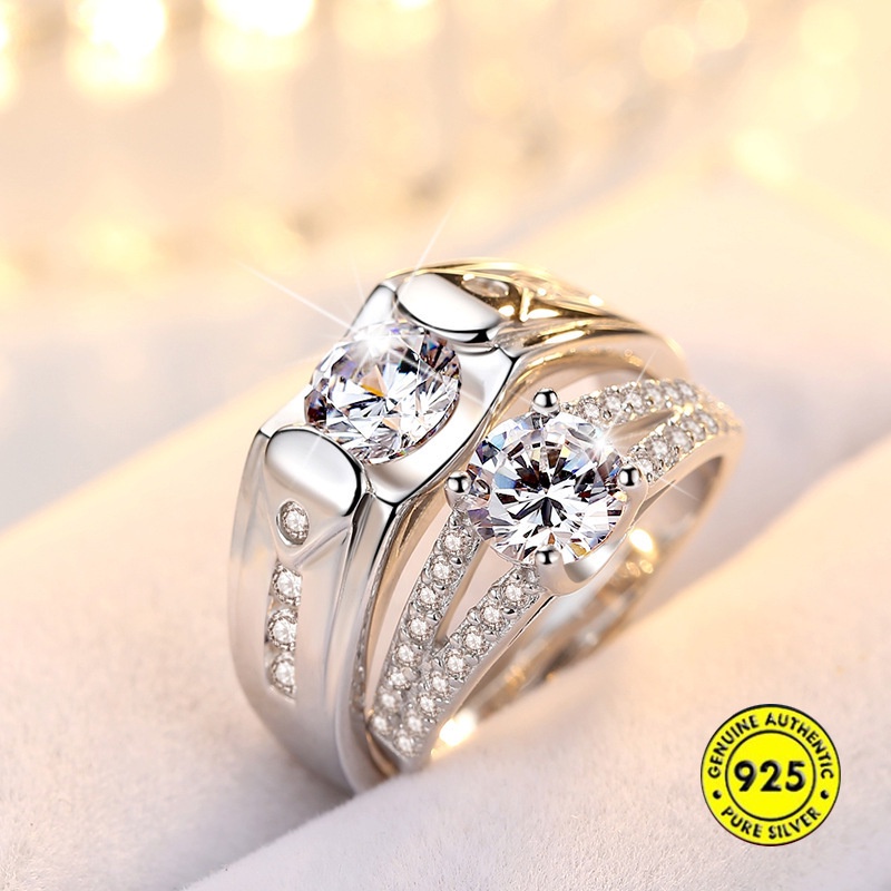 Cincin Berlian Bahan S925 Silver Untuk Pernikahan