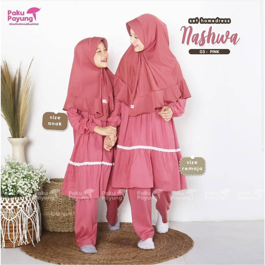 stelan tunik anak plus kerudung 2-14 thn