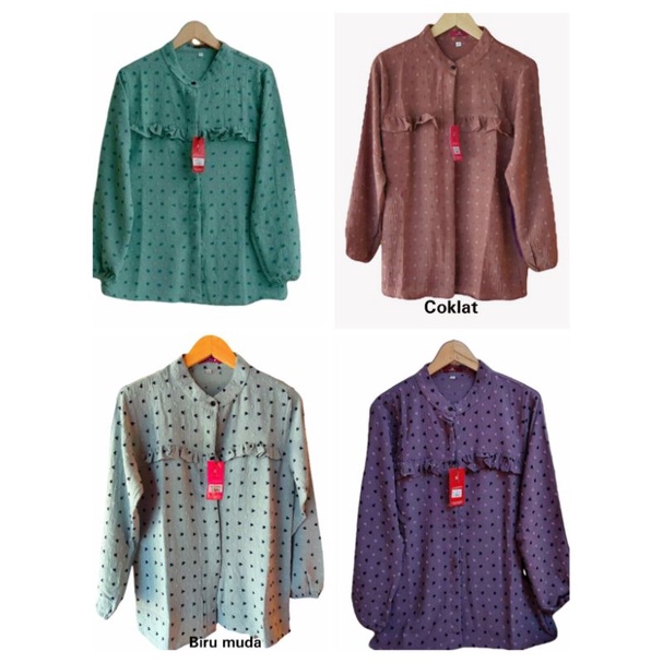 Kemeja wanita three coins 3C, kemeja crinkle
