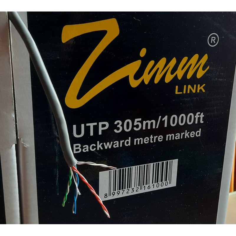 Kabel LAN Outdoor/FTP CAT6/5e Vascolink/Spectra/Zimmlink/NYK UTP/Indoor RJ45 CAT6/5 METAL,ecer meter-ZIMMLINK UTP5e IN CR