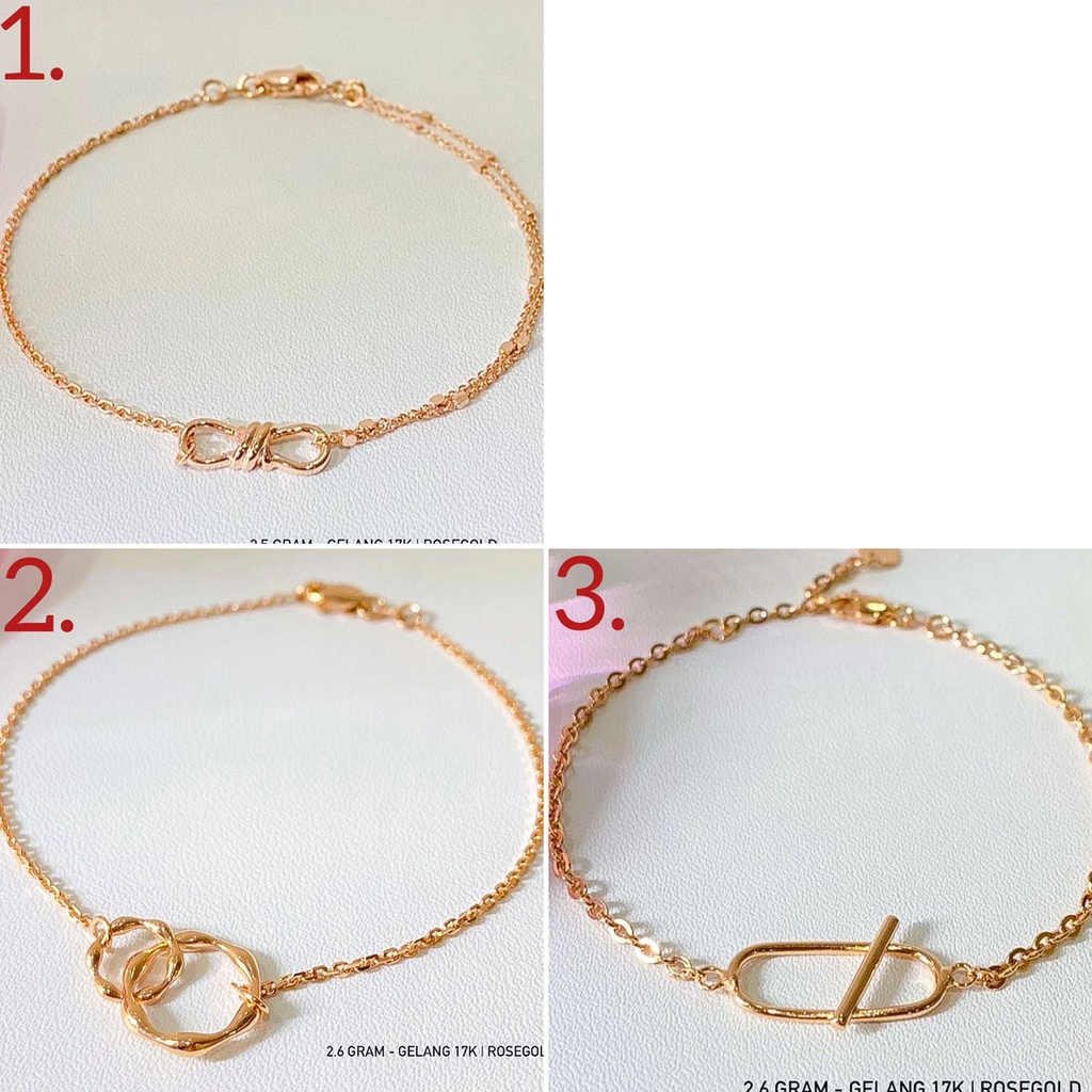 Rantai tangan anak dan dewasa emas asli kadar 750 75 17k rosegold gelang tali tiger 2 layer polo infinity interlocking cartie double tifannynco terbaru aesthetic korean padat manis