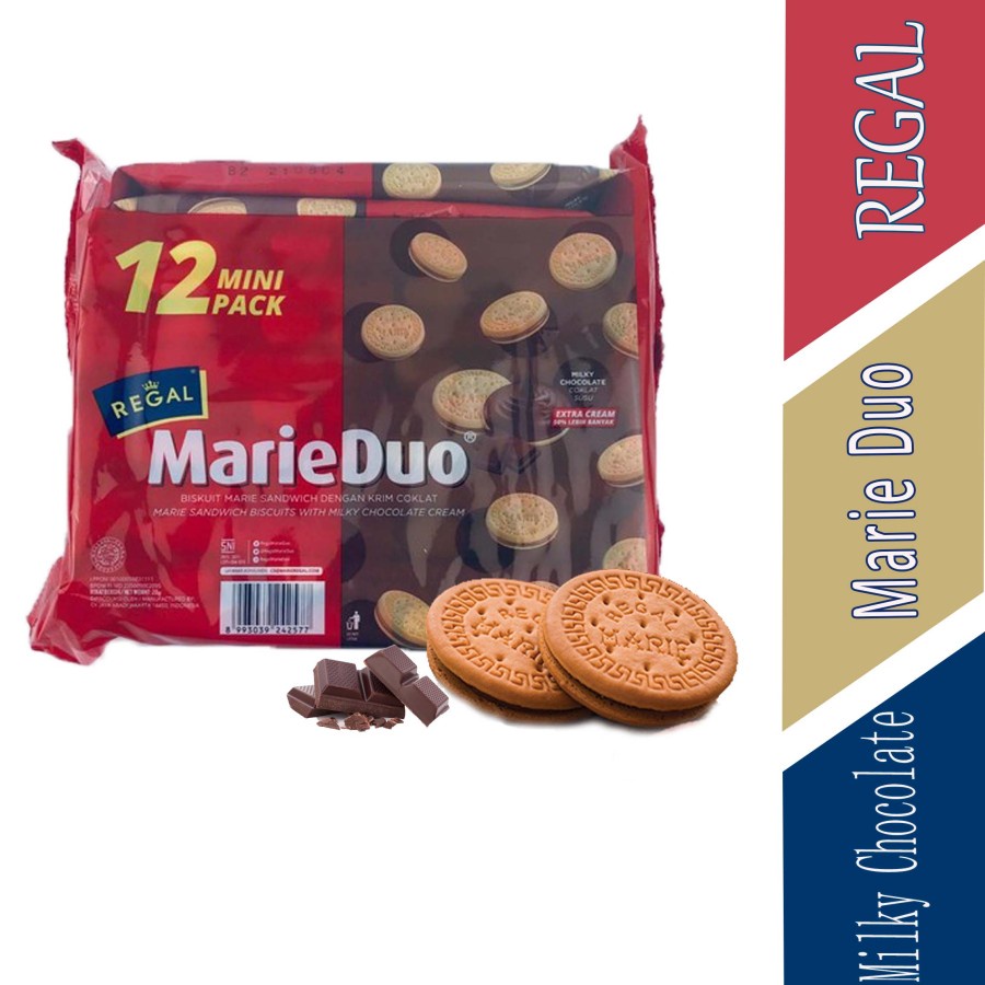 

Regal Marie Duo / Biskuit Marie Sandwich Cokelat / Isi 12pcs