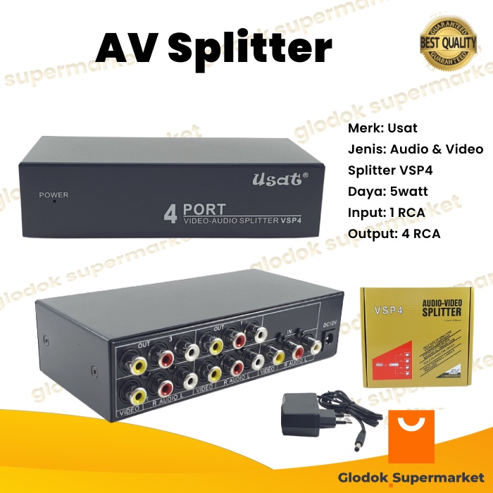 AV Splitter 4 Load USAT Audio Video Spliter VSP4 4 Port