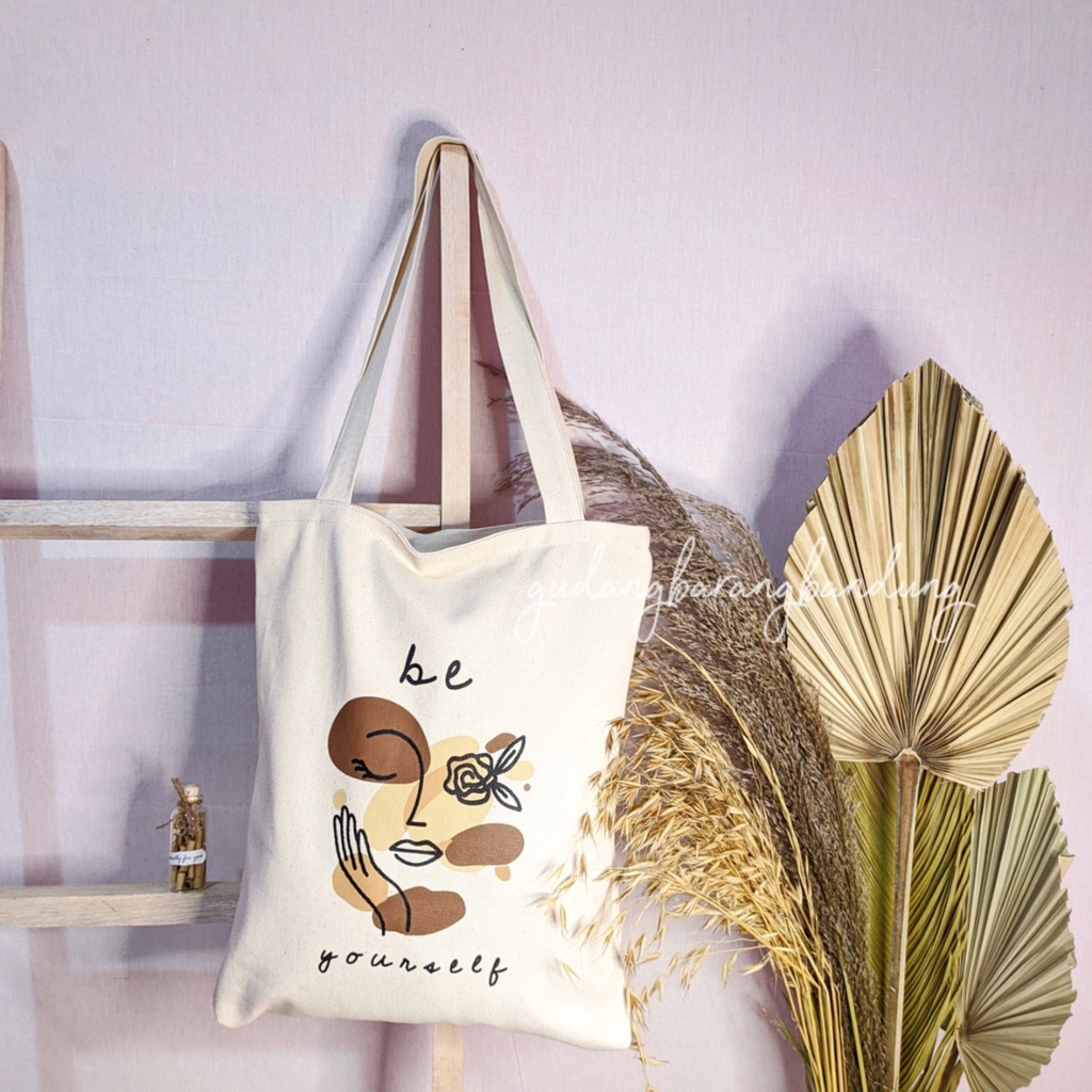 Totebag Aesthetic Korean Style Wanita / Tote bag Canvas Be Your Self