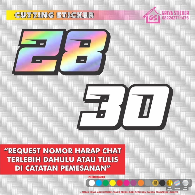 Sticker Nomor custom - cutting stiker nomor start nomor balap