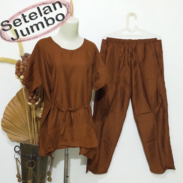 SETELAN PANJANG JUMBO XXL POLOS / PIYAMA / BABYDOLL BALI