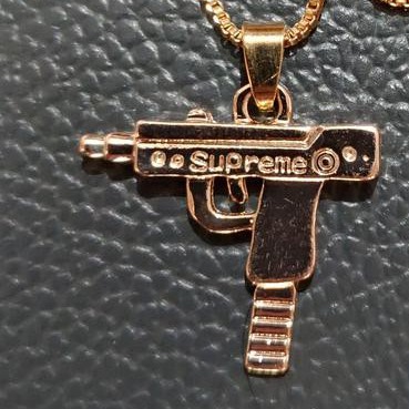 Kalung Mini Uzi Necklace Hypebeast Hip Hop Gun Gold