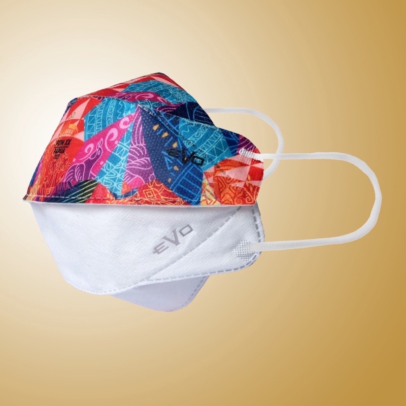 Masker Medis two-tone 4ply Evo Plusmed 4D edisi PON 2021 Papua (satuan)