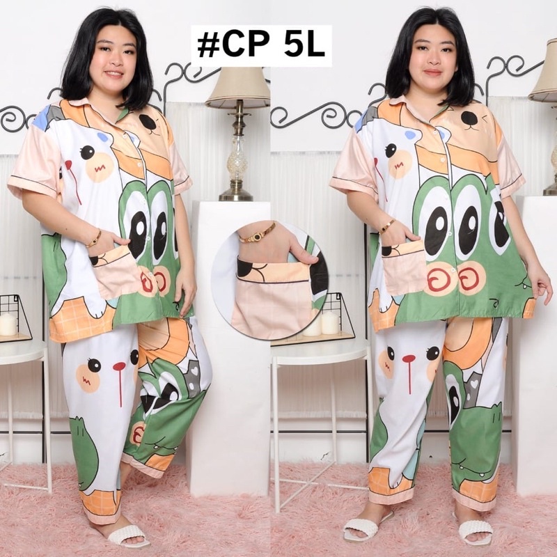 Piyama CP Super Jumbo LD 136cm / Piyama Wanita CP Super Jumbo / Baju Tidur Celana Panjang Katun