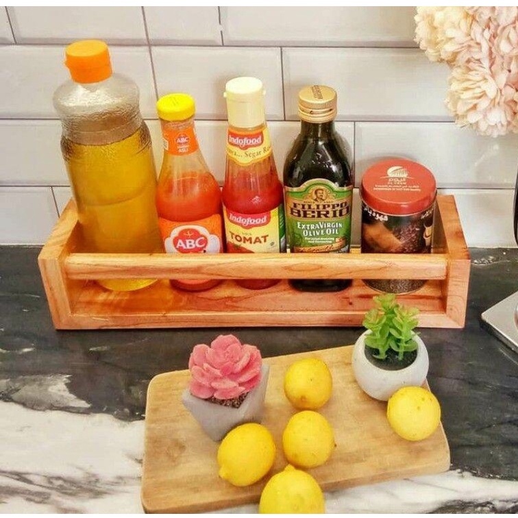 Rak Bumbu Dapur Rak Bumbu Serbaguna Rak Bumbu Kayu Minimalis