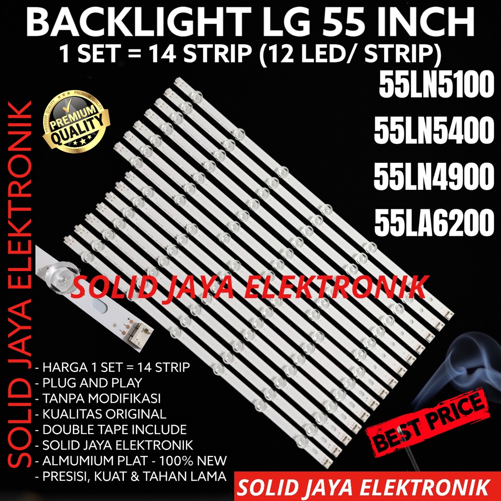 BACKLIGHT TV LED LG 55 INC 55LN5100 55LN5400 55LN4900 55LA6200 LAMPU BL LED TV 55LN 55LA 12K FULL SET KANCING CEKUNG KECIL 55INCH 55INC 55IN LG 55 INC