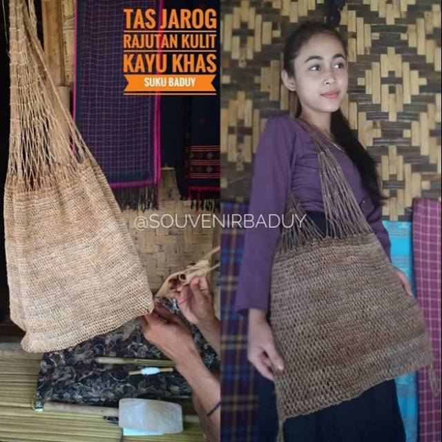 Tas Jarog kulit kayu Rajutan lebih rapat