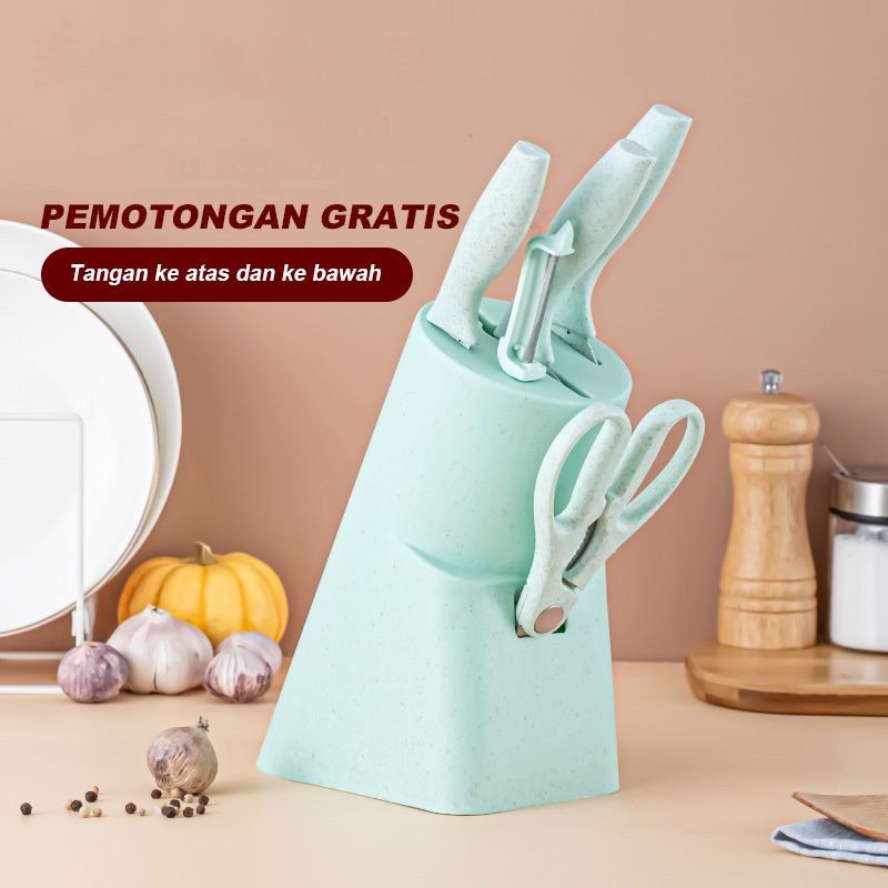 Pisau Dapur Multifungsi Set 6 in 1 / Kitchen Knife Set 6 in 1 Dengan Wadah