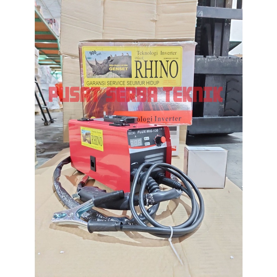 Mesin Las MIG 130M RHINO - Portable Inverter 220V, Kapasitas 0.6-1.0mm Baja Stainless Steel Aluminium