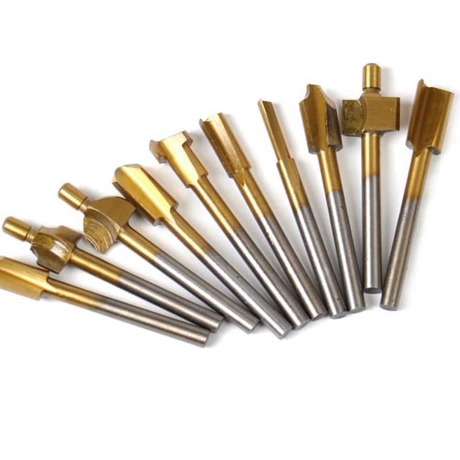 [KODE PRODUK SDTZG8387] set 10pcs mata bor ukir mini router profil kayu dremel mini grinder