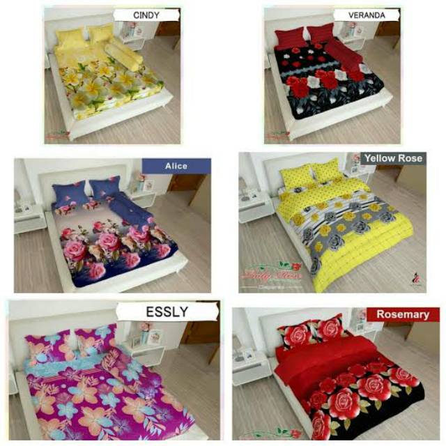 SPREI /SEPRAI KASUR LADY ROSE / BONITA 3D motif bunga / flower PREMIUM