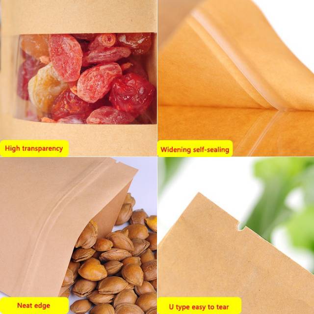 Kraft standing pouch brown window ukuran besar