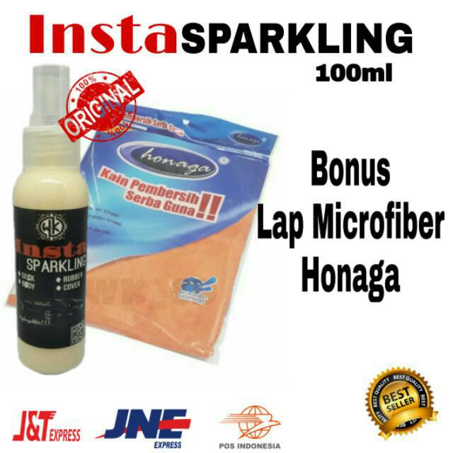 Pengkilap Body Motor / Mobil Insta Sparkling 100ml + Lap Microfiber Honaga