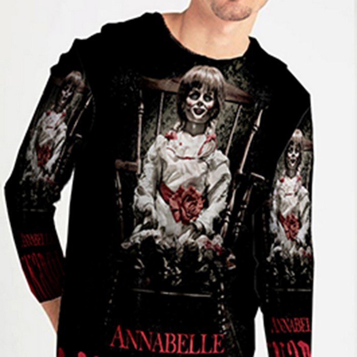 Fullprint Tshirt Annabelle Doll Horror Kaos Tangan Panjang Bahan Polyester Jersey T-SHIRT Unisex [Bi