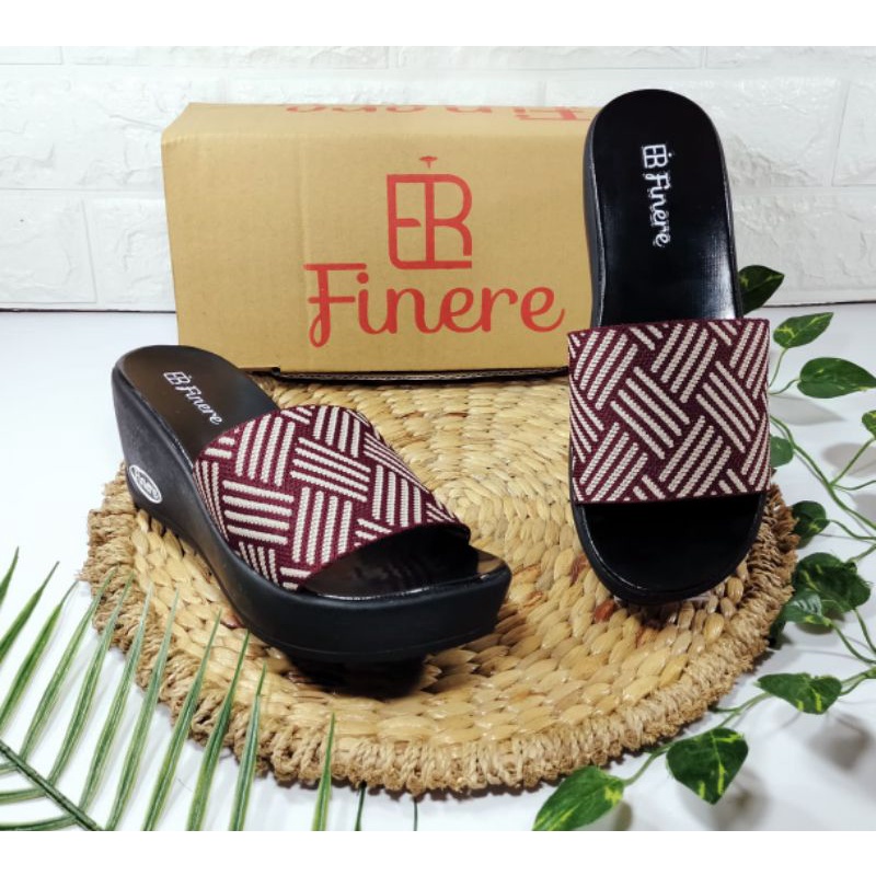 sandal wedges wanita rajut import terbaru