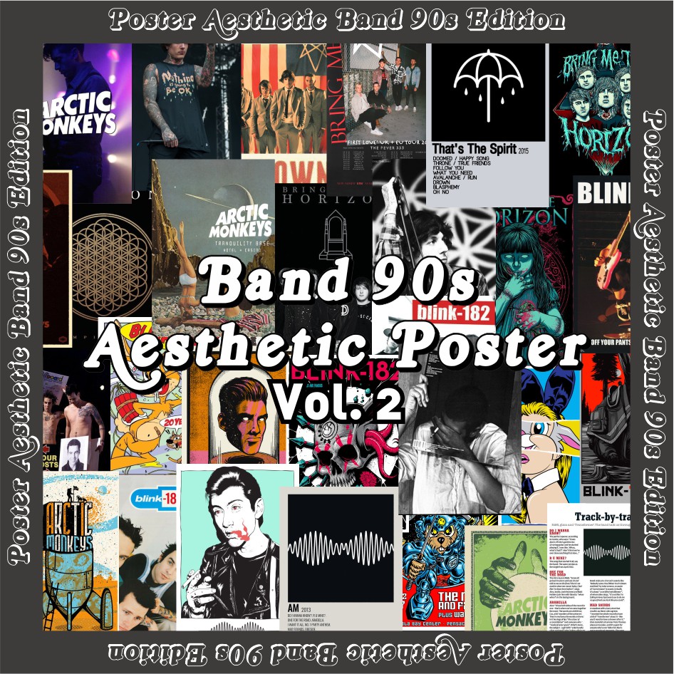 

PAKET POSTER BAND 90s AESTHETIC,BMTH, BLINK 182, ARTIC MONKEY, PINK FLOYD, REDHOTCHILIPAPPERS, A5/A4