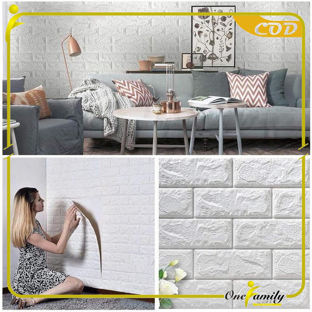 ONE-C55-58 WallSticker Kayu Wallpaper Dinding 3D Wall Sticker Foam Batu Bata Walpaper Dinding Murah-2