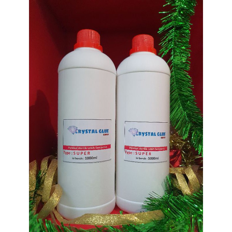 

Lem akrilik crystal glue SUPER 1 liter + suntikan, lem acrylic super+suntikan, lem akrilik bening, crystal glue