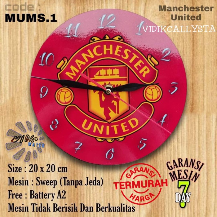 Jam Dinding MU SWEPP Team Club Klub Sepak bola Manchester united MESIN HALUS