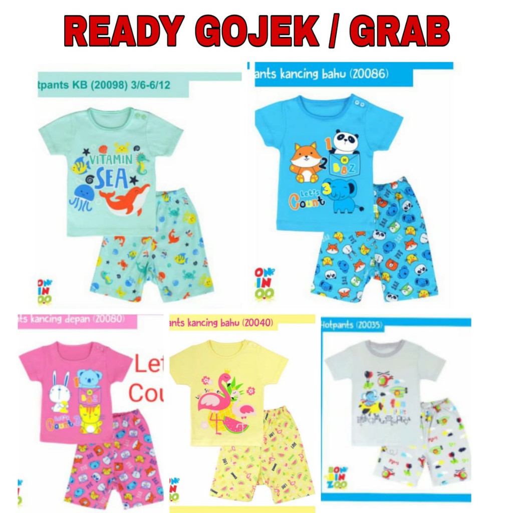 Bonbinzoo Setelan piyama anak pendek mix POLOS MOTIF SNI 0-12 Bulan setelan baju anak / baju bayi