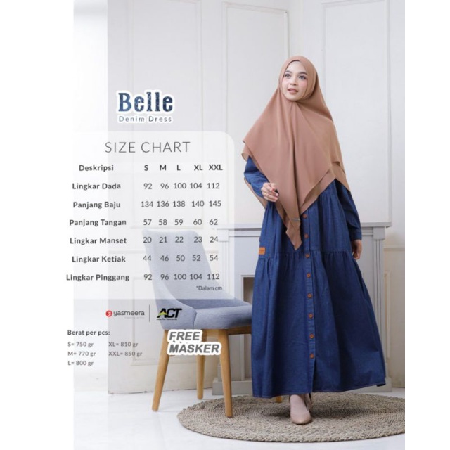 Belle Dress/katun/Gamis adem