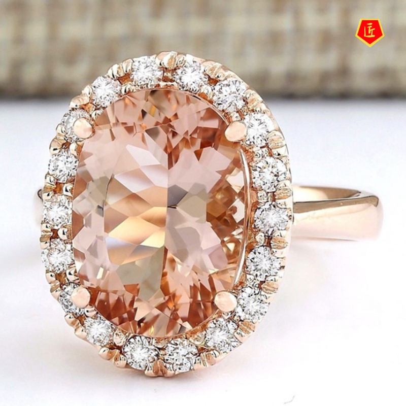 [Ready Stock]Creative Champagne Topaz Ring Personality Fashion