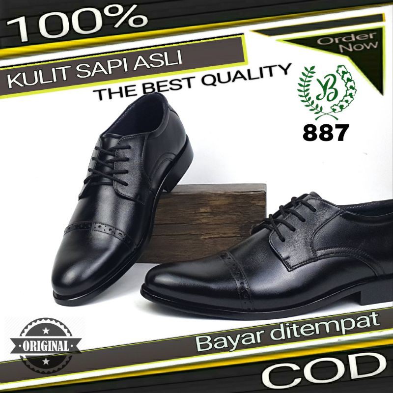 Sepatu Pantofel Pria Formal Tali Model Baru Pantopel Kerja Kulit Asli Pentopel Yal Barneet 887