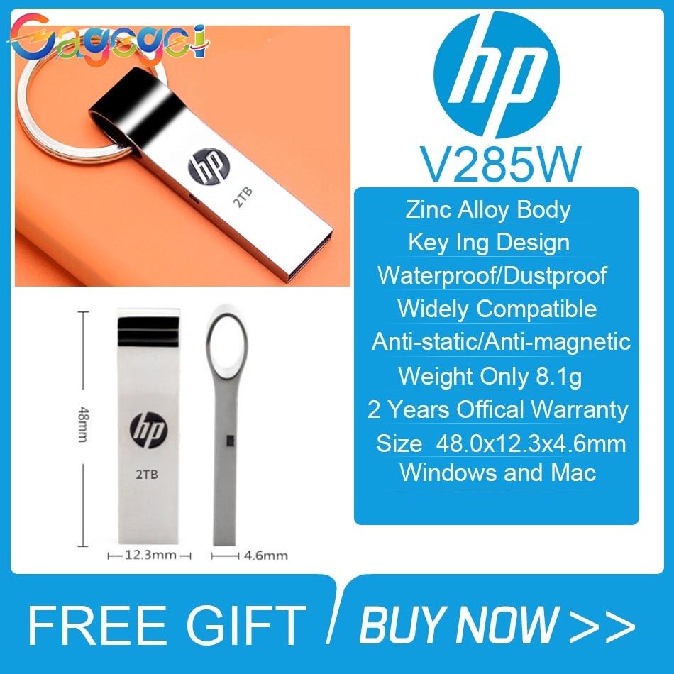 Hp USB 3.0 Flash Drive Pendrive 2TB Kecepatan Tinggi Bahan Metal Anti Air Dengan Konverter OTG