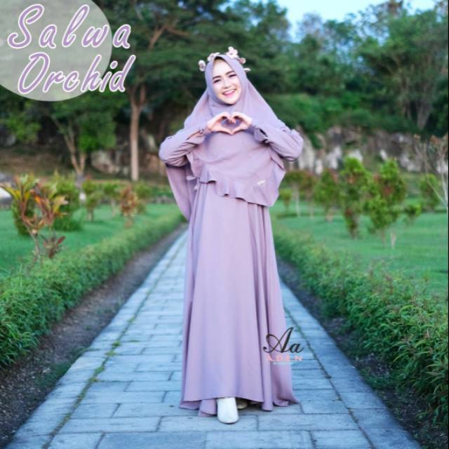 Gamis cantik syari Salwa Dress Aden Hijab Orchid size S