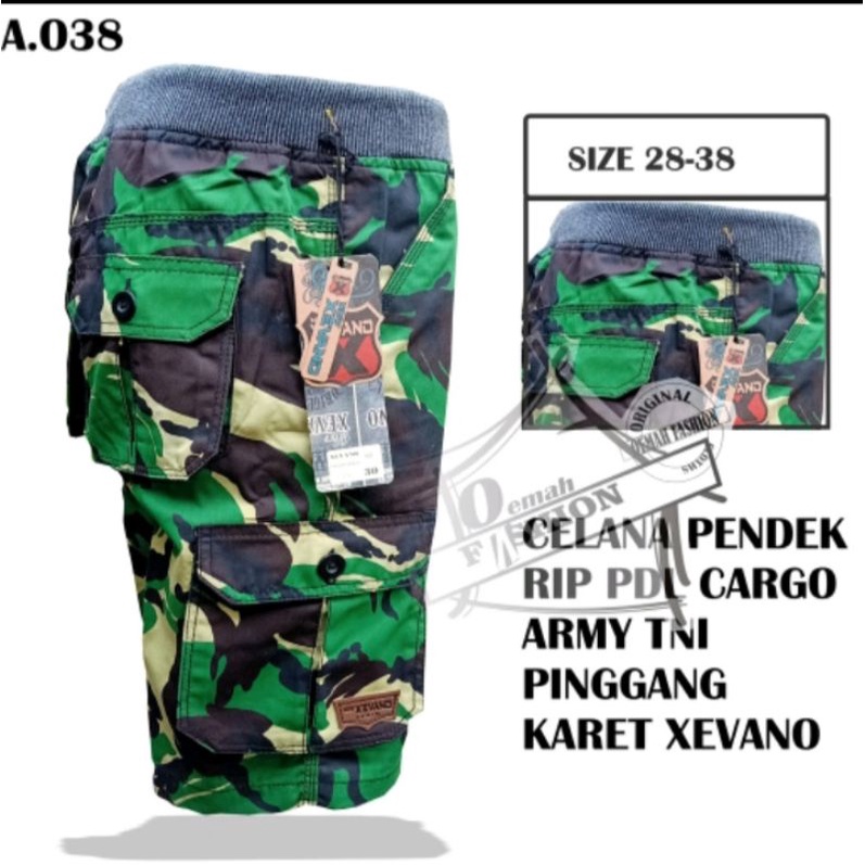 celana pendek pria cargo rib army xevano terlaris