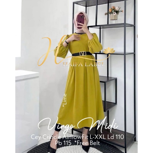 ( RESTOK ) GAMIS CRINKLE AIRFLOW // VIRGO MIDI // PITANA MIDI ORI BY HAIFA