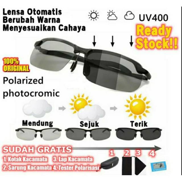 Kacamata Pria Polarized Photocromic Siang Malam